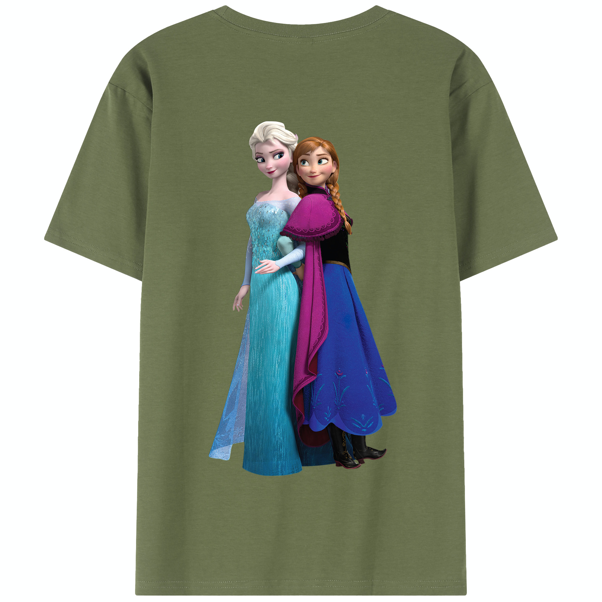 （画像用） アナと雪の女王 アンナ エルサ Frozen Anna Elsa 綿100％半袖Tシャツ（背面プリント）